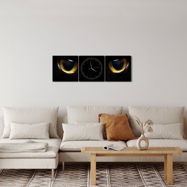 Obraz - Mačacie oči (s hodinami) (90x30 cm)
