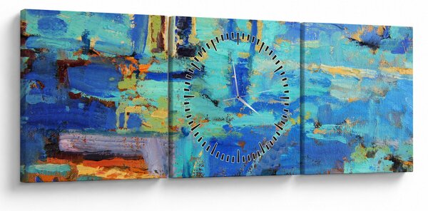 Obraz - Abstraktné olejomaľba (s hodinami) (90x30 cm)
