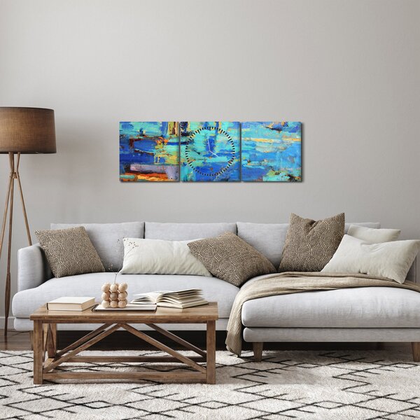 Obraz - Abstraktné olejomaľba (s hodinami) (90x30 cm)