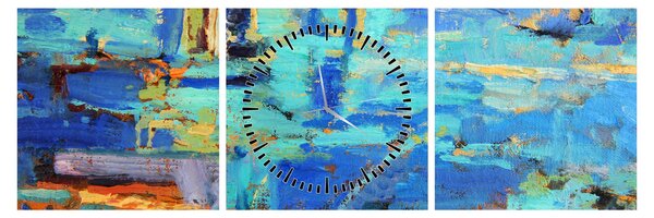 Obraz - Abstraktné olejomaľba (s hodinami) (90x30 cm)