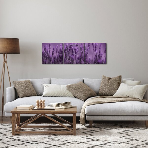 Obraz - Levanduľa (s hodinami) (90x30 cm)