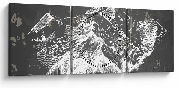 Obraz - Ilustrácie hôr (s hodinami) (90x30 cm)