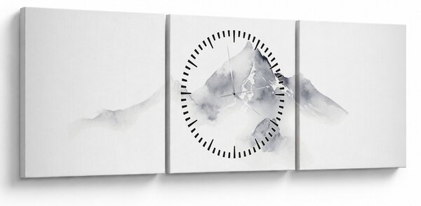 Obraz - Atramentová maľba hôr (s hodinami) (90x30 cm)
