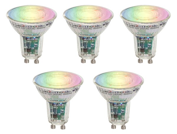 Sada 5 inteligentných GU10 LED žiaroviek Jasných RGBW 4,5W 350 lm 2700-6000K