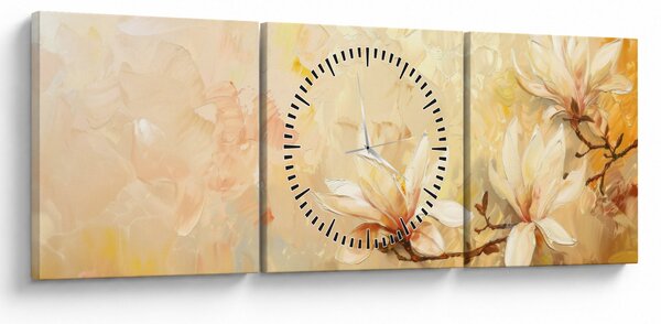 Obraz - Kvety (s hodinami) (90x30 cm)