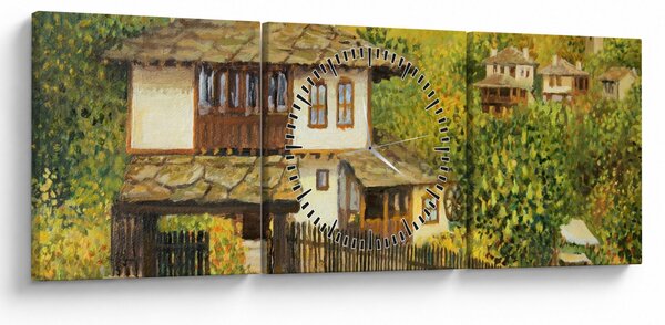 Obraz - Chalúpky v lete (s hodinami) (90x30 cm)