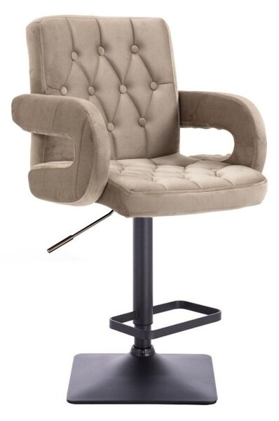 LuxuryForm DESIGN Barová stolička BOSTON VELUR na čiernej hranatej podstave - latte