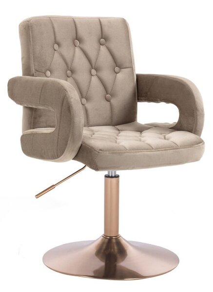 LuxuryForm DESIGN Stolička BOSTON VELUR na zlatom tanieri - latte