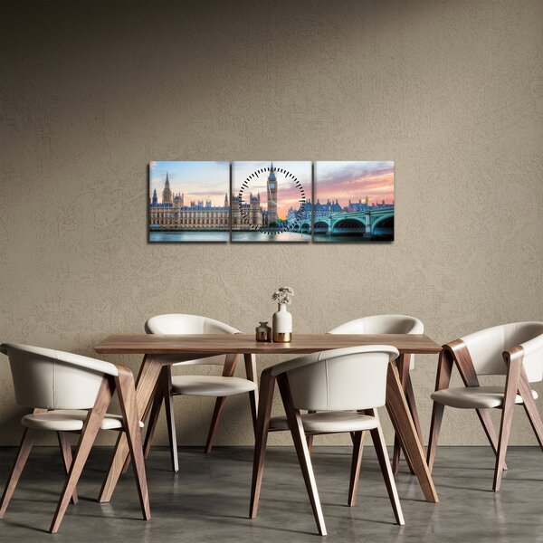 Obraz - Londýn v pastelových farbách (s hodinami) (90x30 cm)