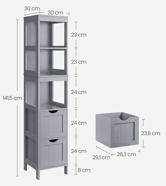 Kúpeľňová vysoká skrinka - sivá