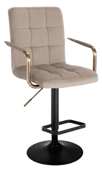 LuxuryForm DESIGN Barová stolička VERONA GOLD VELUR na čiernom tanieri - latte