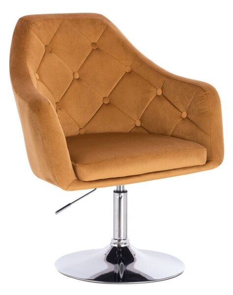 LuxuryForm DESIGN Kreslo ANDORA VELUR na striebornom tanieri - medové