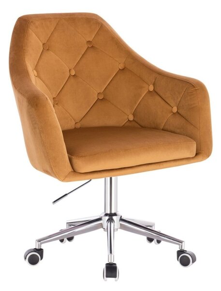 LuxuryForm DESIGN Kreslo ANDORA VELUR na striebornej podstave s kolieskami - medové