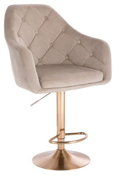 LuxuryForm DESIGN Barová stolička ANDORA VELUR na zlatom tanieri - latte