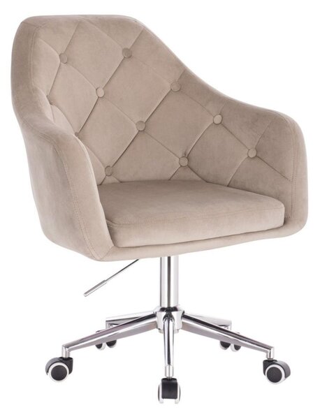 LuxuryForm DESIGN Kreslo ANDORA VELUR na striebornej podstave s kolieskami - latte