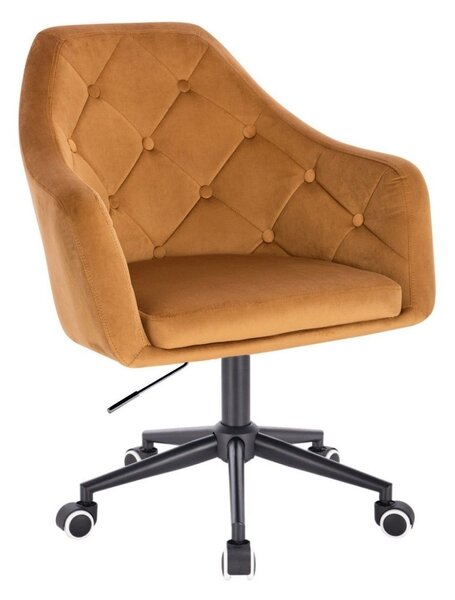 LuxuryForm DESIGN Kreslo ANDORA VELUR na čiernej podstave s kolieskami - medové