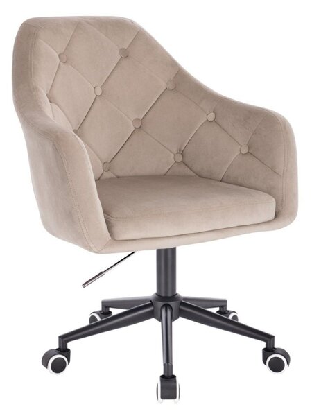 LuxuryForm DESIGN Kreslo ANDORA VELUR na čiernej podstave s kolieskami - latte