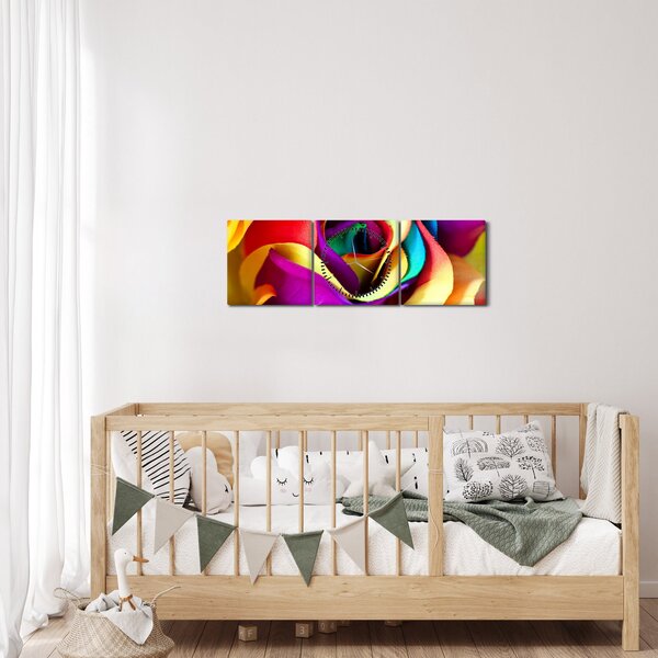 Obraz - Farebná ruža (s hodinami) (90x30 cm)