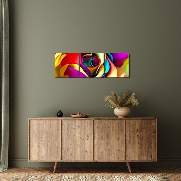 Obraz - Farebná ruža (s hodinami) (90x30 cm)