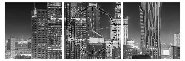 Obraz - Čiernobiely New York (s hodinami) (90x30 cm)