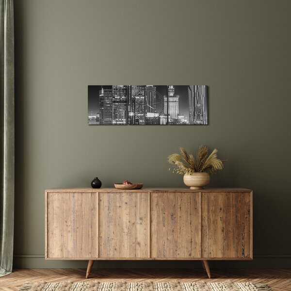Obraz - Čiernobiely New York (s hodinami) (90x30 cm)
