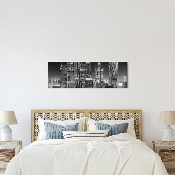 Obraz - Čiernobiely New York (s hodinami) (90x30 cm)