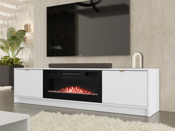 Mirjan24 TV skrinka s krbom Razimo EF, Farby: Biely velvet 5903211351648