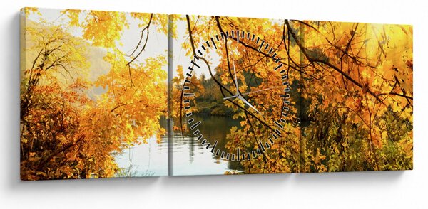 Obraz - Jesenný strom (s hodinami) (90x30 cm)