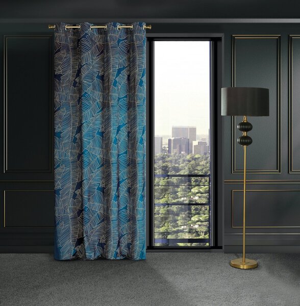 ZATEMŇOVACÍ ZÁVES NA KRÚŽKOCH LIMITED COLLECTION MUSA2 140X250 CM TMAVOMODRÁ