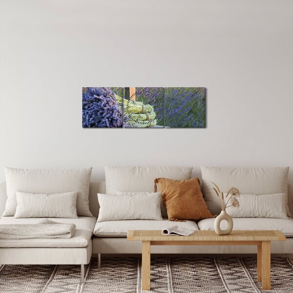 Obraz - Levanduľové zväzky (s hodinami) (90x30 cm)