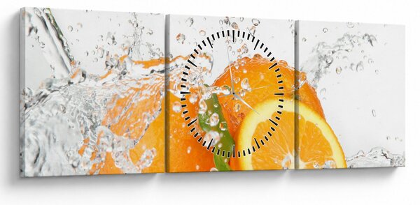 Obraz - Šťavnaté pomaranče (s hodinami) (90x30 cm)