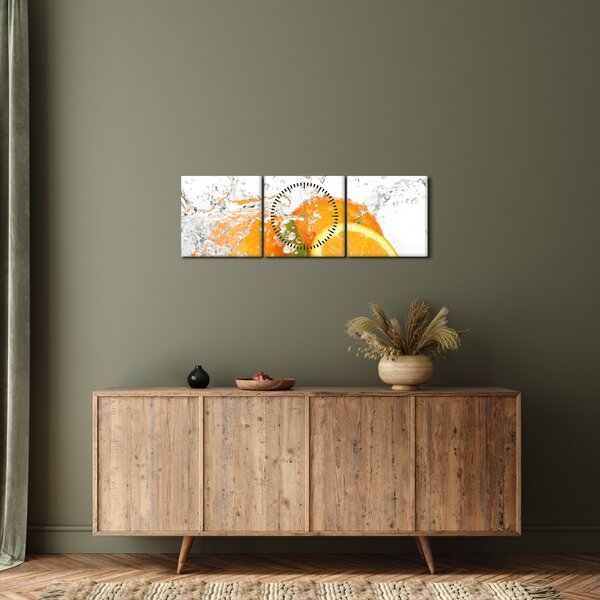 Obraz - Šťavnaté pomaranče (s hodinami) (90x30 cm)