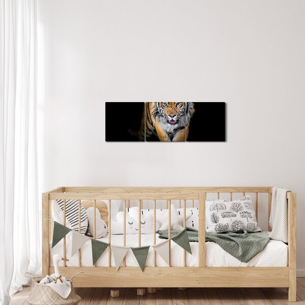 Obraz - Tiger (s hodinami) (90x30 cm)