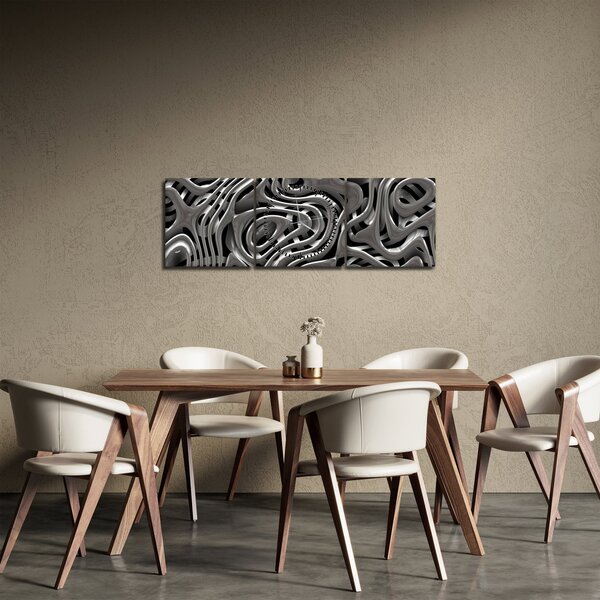 Obraz - Metalická abystrakcia (s hodinami) (90x30 cm)