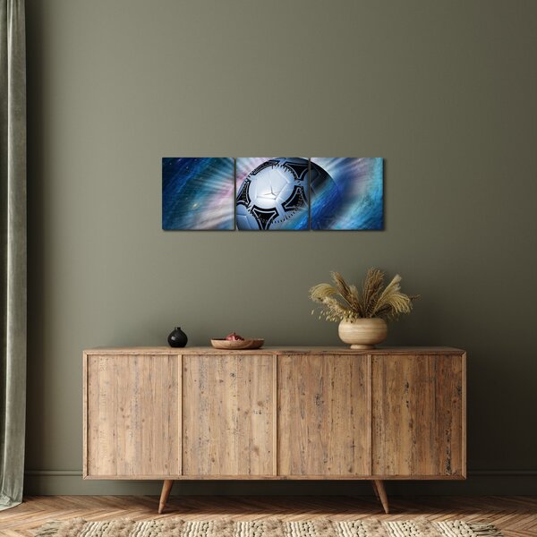 Obraz - Futbalová lopta vo vesmíre (s hodinami) (90x30 cm)