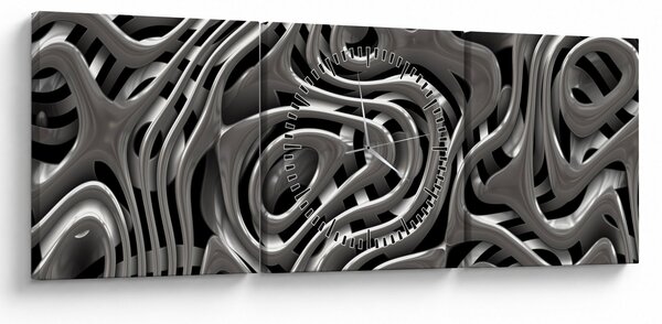 Obraz - Metalická abystrakcia (s hodinami) (90x30 cm)