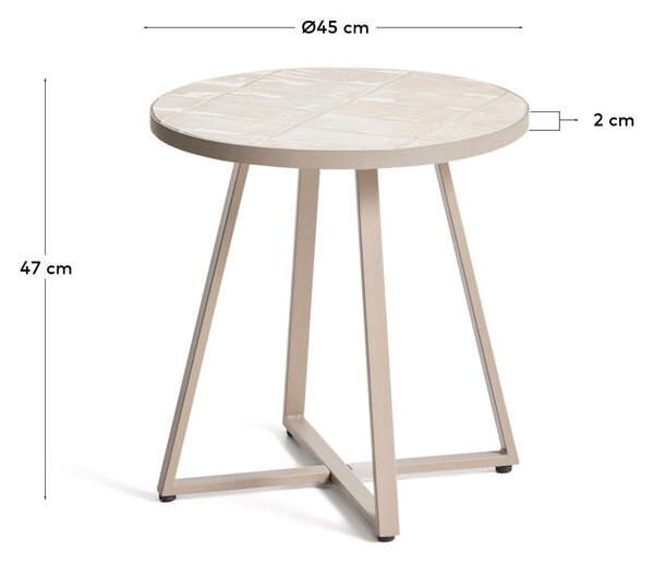 Okrúhly záhradný stolík s keramickou doskou ø 45 cm Tella – Kave Home