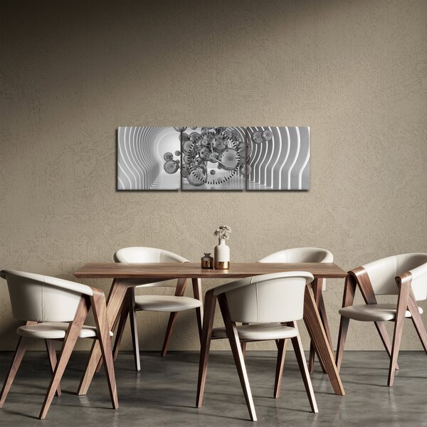 Obraz - Čiernobiele bubliny (s hodinami) (90x30 cm)