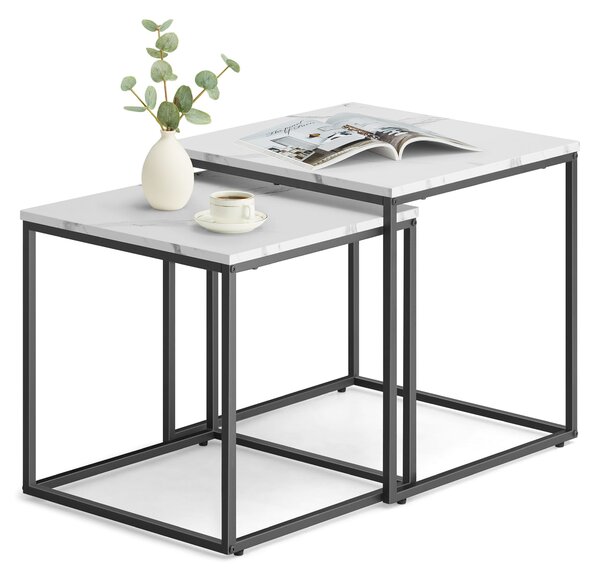 Sada 2ks konferenčných stolíkov QUADRO, dekor biely mramor