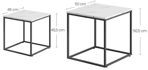 Sada 2ks konferenčných stolíkov QUADRO, dekor biely mramor