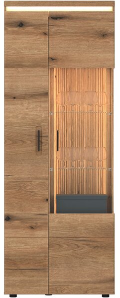 VITRÍNA, farba duba, 75/201,5/35,6 cm Hom`in - Sklenené vitríny