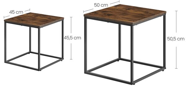 Súprava 2ks konferenčných stolíkov QUADRO, dekor rustikálne hnedá