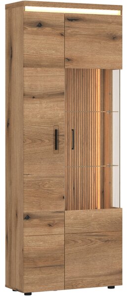 VITRÍNA, farba duba, 75/201,5/35,6 cm Hom`in - Sklenené vitríny