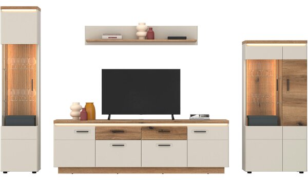 SKRINKA POD TV, farba duba, kašmírová, 210/64,4/44,6 cm Hom`in - TV nábytok