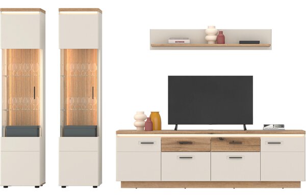 SKRINKA POD TV, farba duba, kašmírová, 210/64,4/44,6 cm Hom`in - TV nábytok