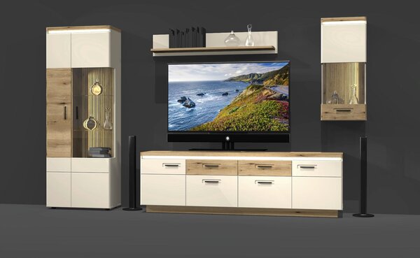 SKRINKA POD TV, farba duba, kašmírová, 210/64,4/44,6 cm Hom`in - TV nábytok