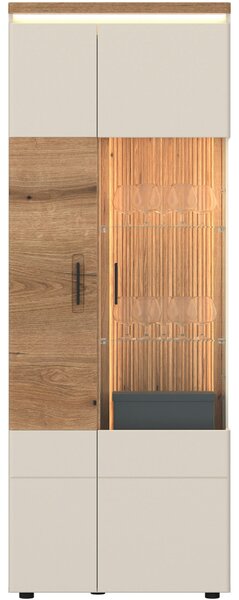 VITRÍNA, farba duba, kašmírová, 75/201,5/35,6 cm Hom`in - Sklenené vitríny
