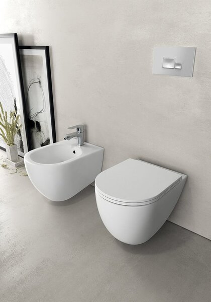 Isvea Isvea, INFINITY závesná WC misa, Rimless, 36,5x53cm, matná biela, 10NF02005-2L