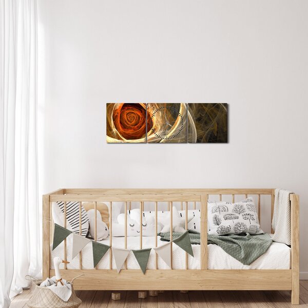 Obraz - Abstraktné ruže v ohnivých farbách (s hodinami) (90x30 cm)