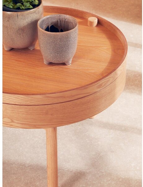 Okrúhly odkladací stolík v dekore borovice ø 60 cm Viborg – Premier Housewares